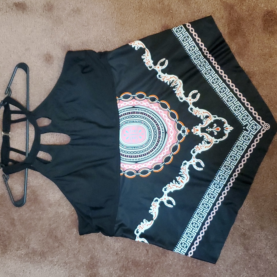 Bathing Suit Top Black Pink And White